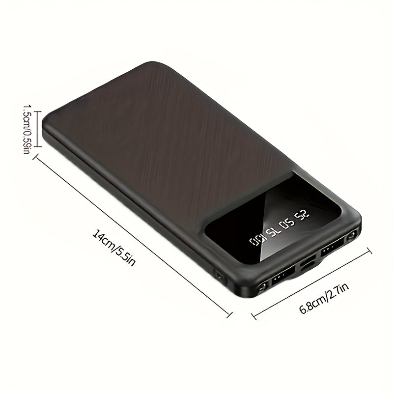 Large Capacity Mobile Power Supply 20000Mah, 5V2.1A Portable USB Charger, LED And Digital Display, for Ios/ Android Devices, 2Xusb Output, Type-C/ Micro Input, Safe And Stable Polymer Lithium Battery