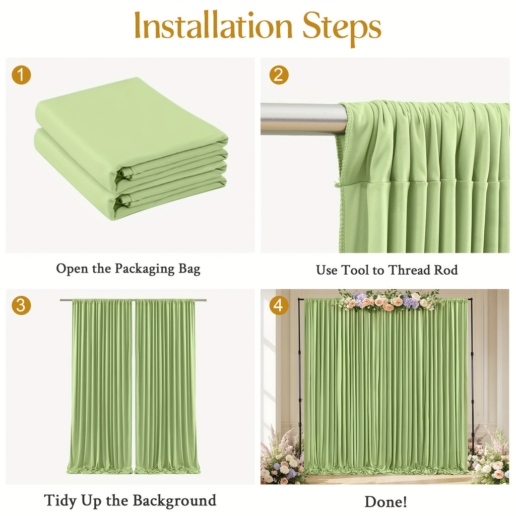 2pcs of High-End And Elegant Party Decoration Backdrop Cloth, Wear-Resistant, Wrinkle-Resistant, Soft And Smooth, Non-Transparent Party Decoration Backdrop Curtains, Suitable for Wedding, Birthday, Christening And Other Party Activities
