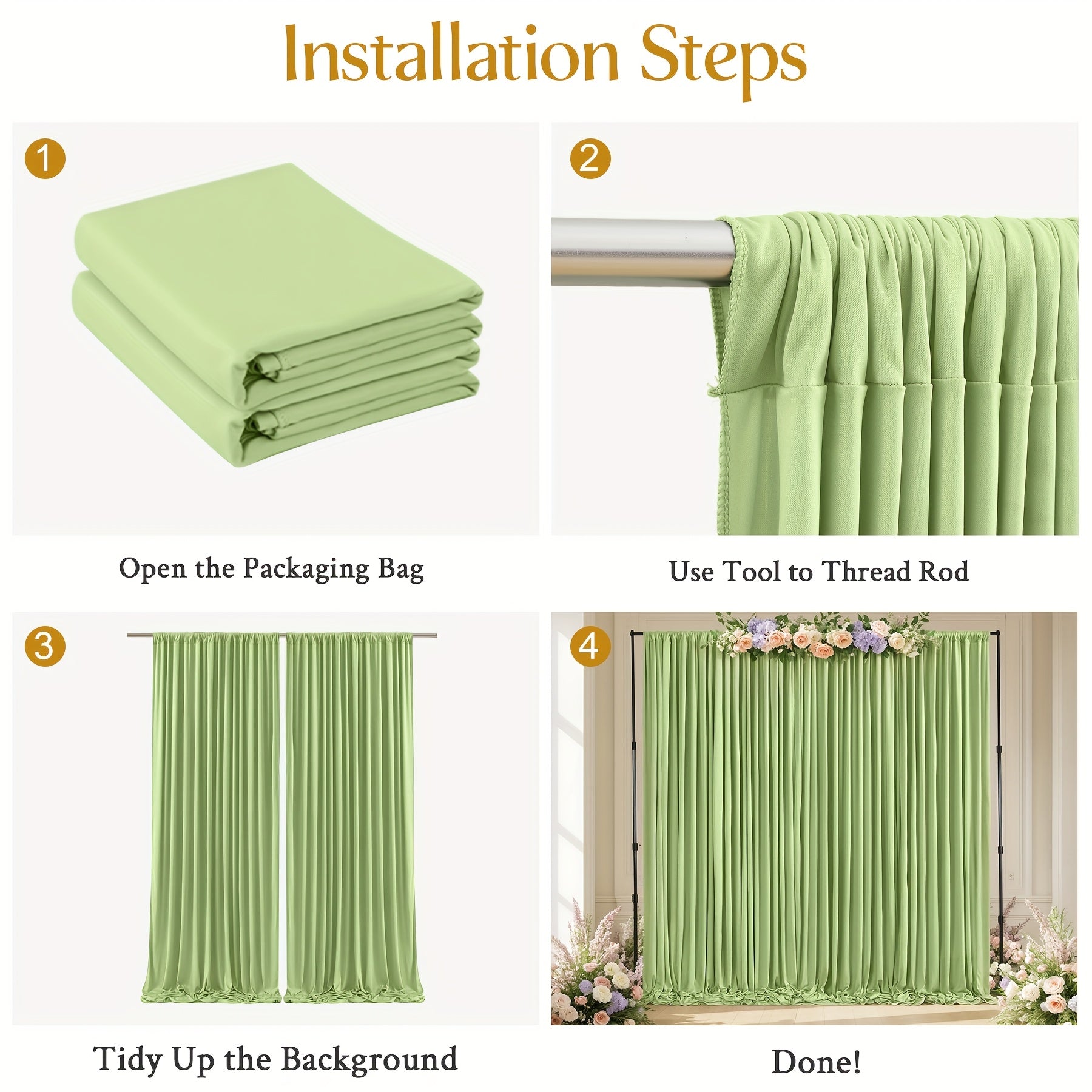 4pcs Of High-end And Elegant Party Decoration Backdrop Cloth, Wear-resistant, Wrinkle-resistant, Soft And Smooth, Non-transparent Party Decoration Backdrop Curtains, Suitable for Wedding, Birthday, Christening And Other Party Activities.
