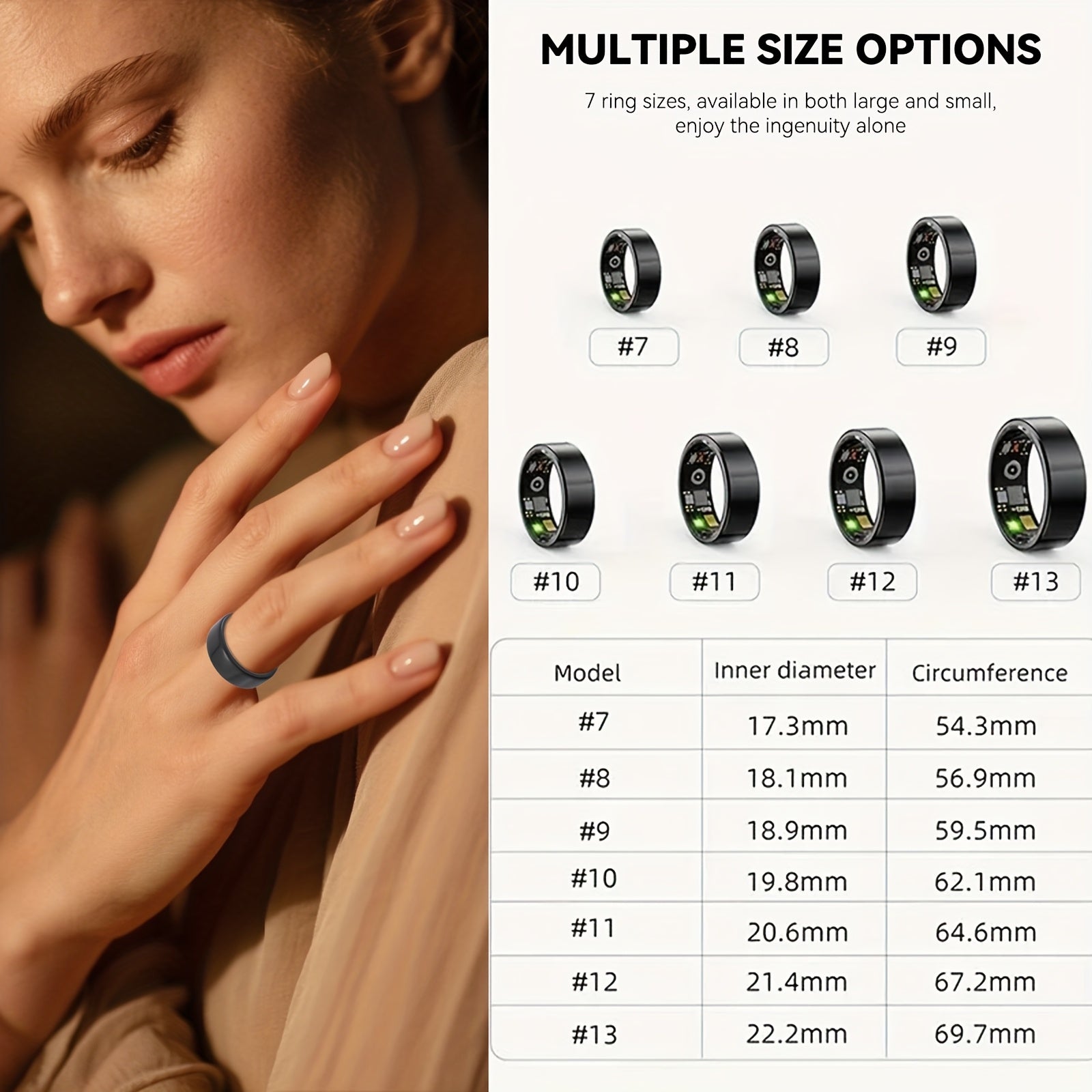 New Smart Ring with Charging Compartment, Fitness, Steps, Distance, Calories, Sleep, Exercise, Compatible with Iphone And Android, USB Charging, Ideal Valentine'S Day/Christmas/New Year Gift