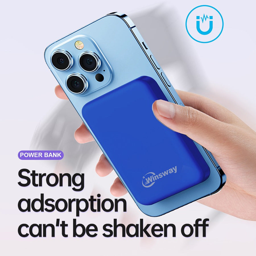 Winsway 5000mAh magnetic mini mobile power bank, supports PD and QC 3.0 fast charging, colorful and versatile, suitable for iPhone 17/16/15/14/13 series