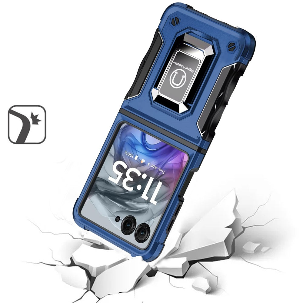 For Motorola Razr 2024 Phone Case, Defender Metal Magnetic Ring Stand Hybrid Cover