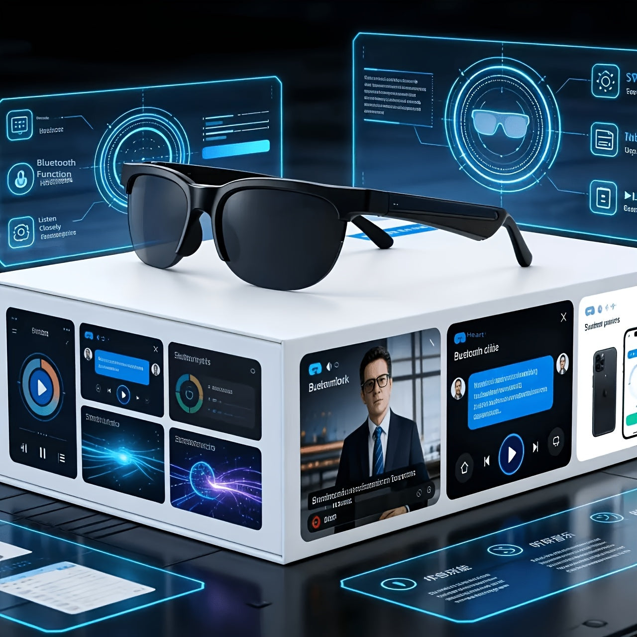 2026 New AI Smart Glasses with Multifunctional Black Technology Conference Simultaneous Real-Time Translator for Calling, Listening to Music, Wireless Wireless Earphones, Photosensitive Color Changing Glasses, Father'S Day, Easter, Birthday Gifts