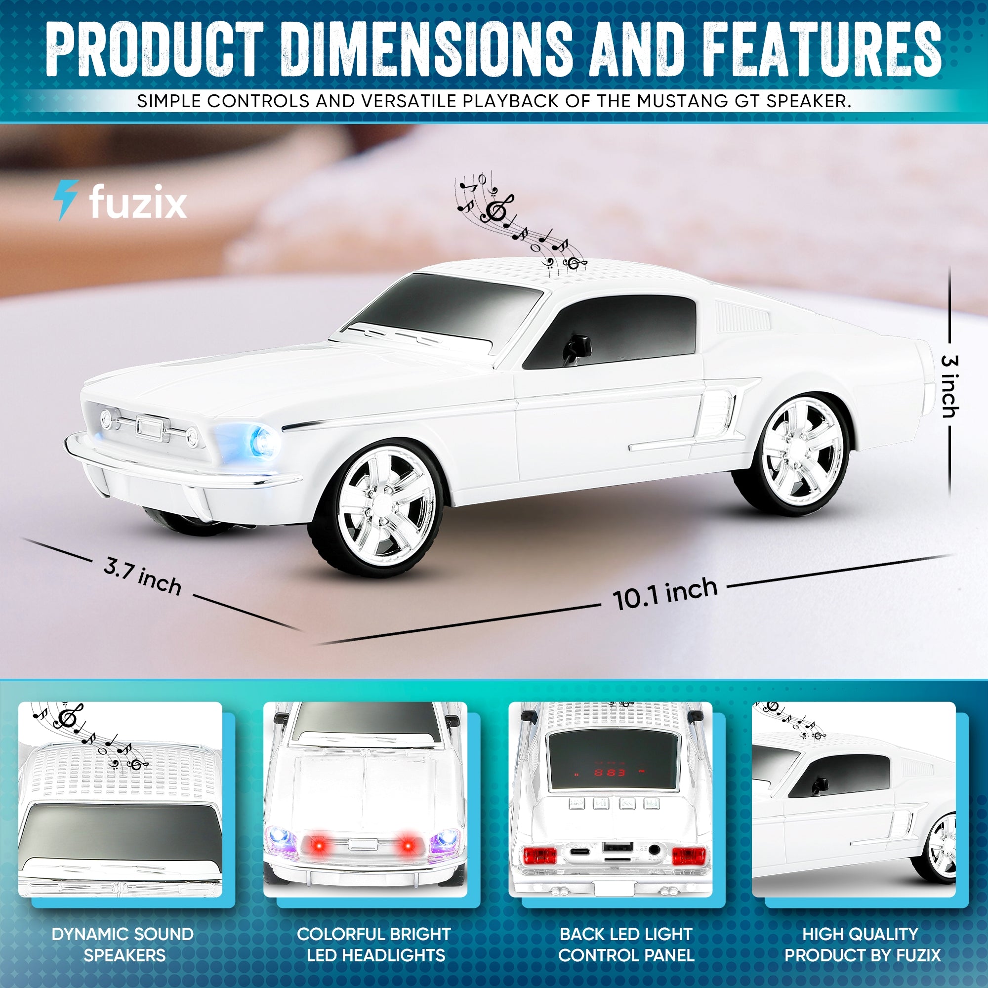 Fuzix WS-1967 Car Bluetooth Speaker – Retro Replica Design with LED Lights, Wireless Stereo Sound, FM Radio, USB/TF/AUX Input, Multiple Playback Modes, Rechargeable Battery, Clear High-Quality Audio, Perfect for Home, Travel, Parties & Festival Gifts