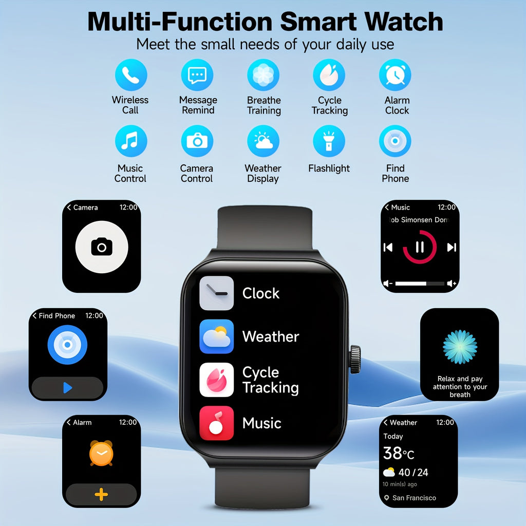 FAWEIO Smart Watch For Men Women With Alexa Built-in, 1.95" Smartwatch With Wireless Call, 100+ Sport Modes, Fitness Activity Tracker Pedometer, For IPhone & Android, Birthday Gifts, Mother'S Day Gift