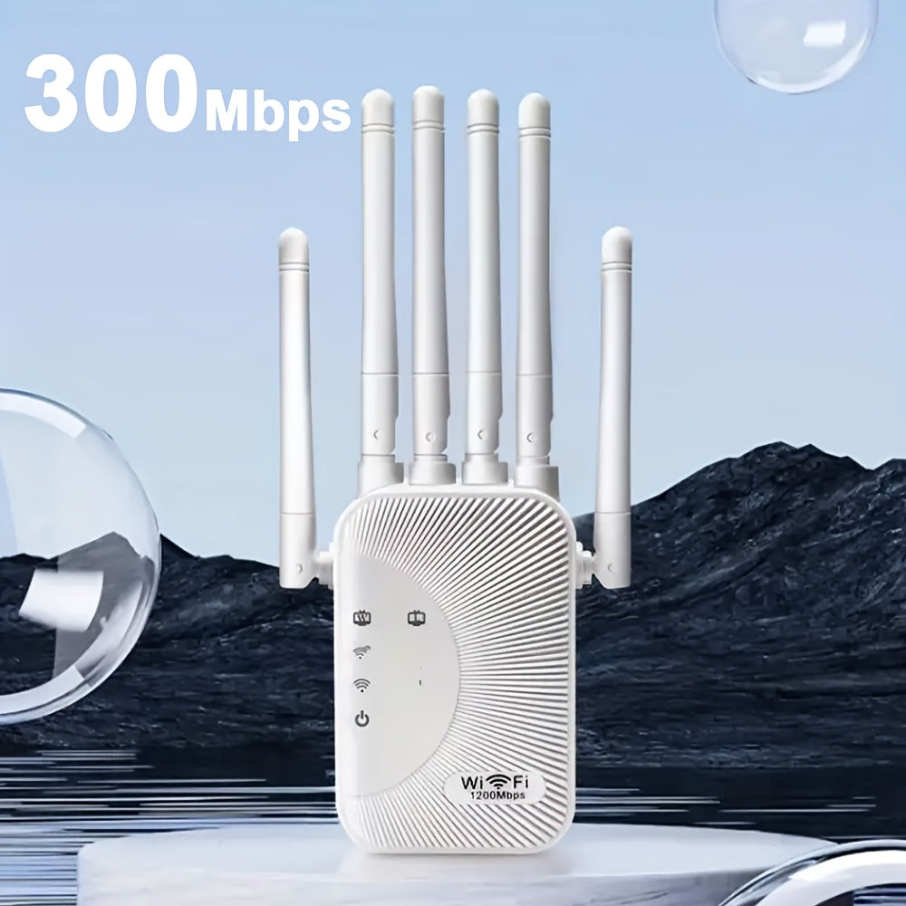 Ourlife Wifi Extender Signal Enhancer, 2.4Ghz Frequency Band, Wifi Extender, Wifi Repeater with Ethernet Port, 6 Antennas 360 °, Coverage Up to 11000 Square Feet. Home/Shopping Mall/Coffee Shop Use