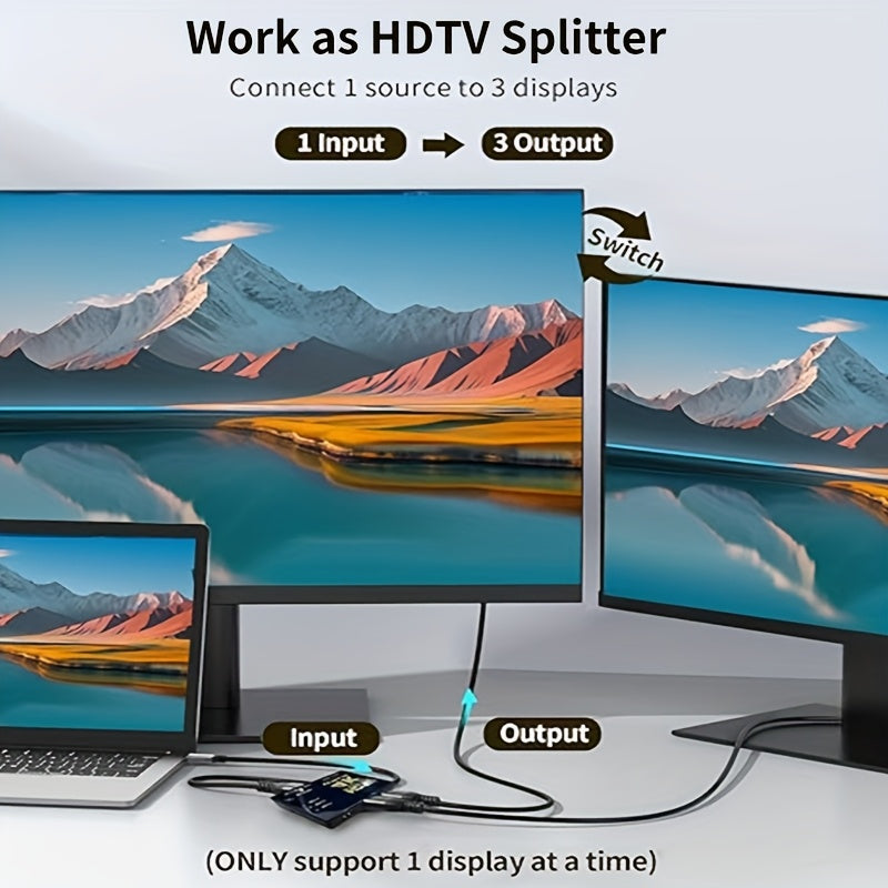 HDTV-compatible Switch 4K Switcher 3in 1 Out Full HD 1080P Video Cable Splitter 1x3 Hub Adapter Converter for TV Box HDTV PC
