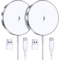 2-Pack Magnetic Wireless 15W Fast Charging Pad for Iphone 16 Pro/Plus, 15, 14, 13, 12, 11, XR, XS, SE (2022) - Qi, Slim Compact, Compatible with Lightning & -C Cables, No Adapter Needed