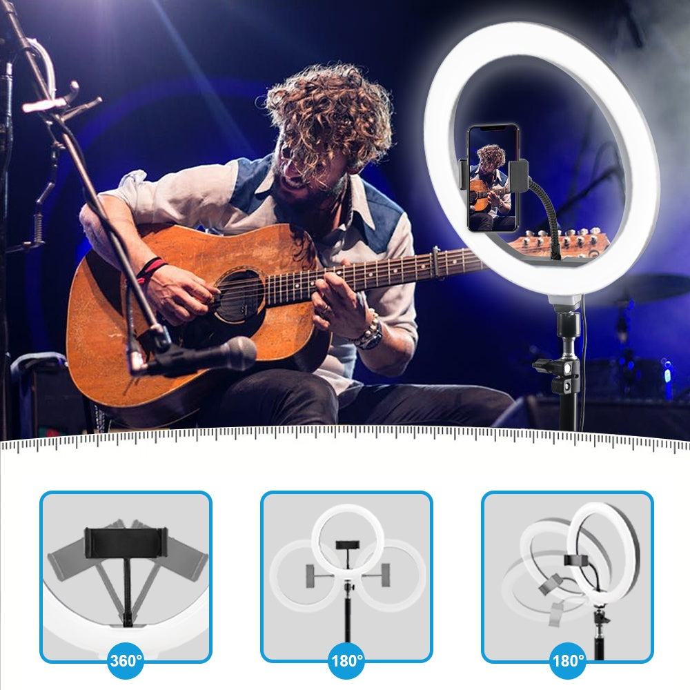 Adjustable Brightness 12 Inch RGB Ring Light with 63in Stand, for Photo Selfie, Video Recording, Zoom Meetings, Video/ Vlog/ Live Streaming