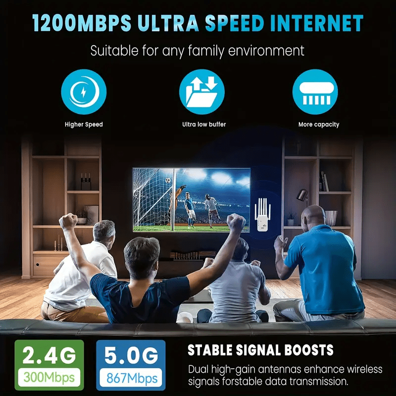 WiFi 6 Signal Enhancer - Black Model, Equipped with 6 Antennas, Wide Coverage, Wall Penetration, Support for Smart Routers, Modern WiFi Enhancer, Compact WiFi Enhancer, Coffee Shop Internet Accelerator, Portable Repeater Stable Connection