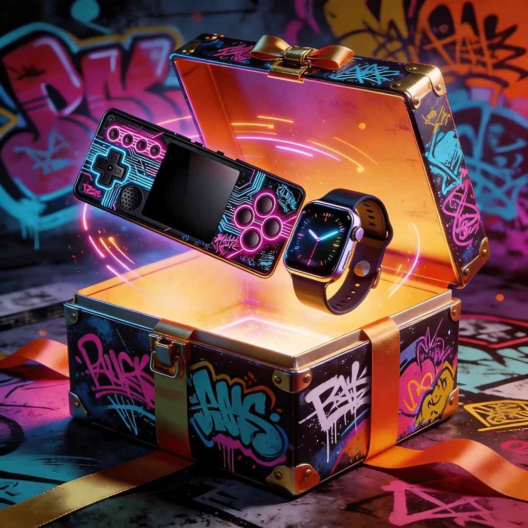 2026 New Portable Retro Handheld Game Console + Smart Watch Set, High-definition Screen, Classic Game Controller, Portable Game Artifact, The Best for Friends/family/lovers (birthday/Valentine's Day/Christmas Gifts), Men's Gift, No Gift Box