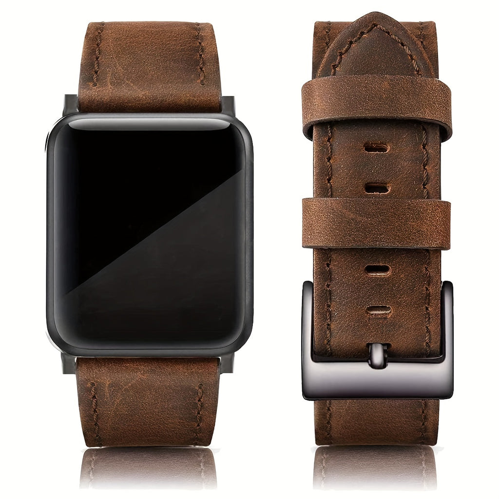 Classic Design Soft Synthetic Leather in Dark Coffee Shade, Suitable for Iwatch Ultra2/1 Series 9 Through 1, Available in Various Sizes for Men'S Wristbands