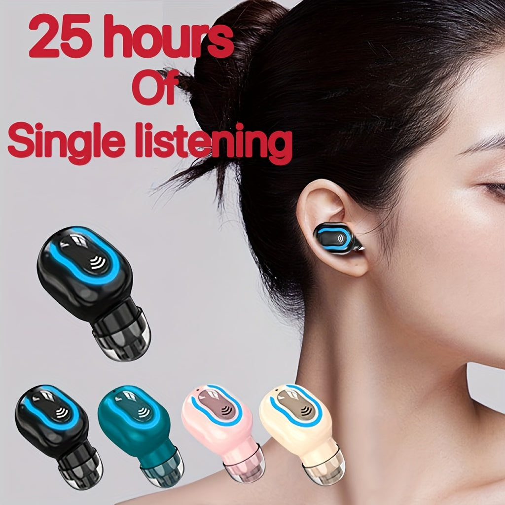 1 Pc Wireless Earphone Long Standby With Microphone Mini Invisible Headset  In-Ear For Running Gym Exercising Cycling Sports For IOS/Android