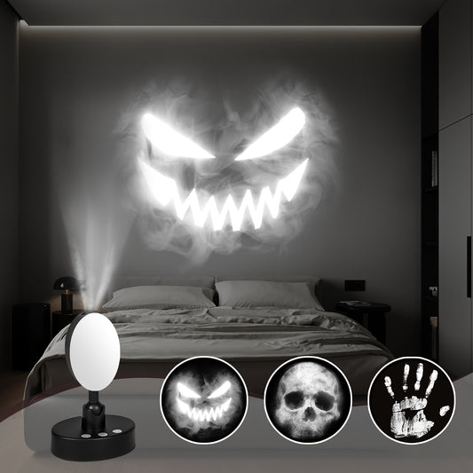 Mystical Smoke Face Projection Lamp – Color-Changing LED Night Light with Adjustable Brightness, 360° Rotatable Ambiance Projector, USB Rechargeable, Multi-Mode Smart Lamp for Bedroom Wall & Ceiling Decor, Creative Design, Non-Waterproof, Button Control,