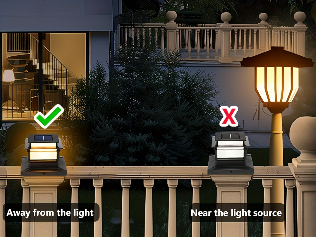 [Solar Post Cap Lights] 6 Packs Solar Post Cap Lights, Outdoor Bright LED Solar Post Lights Solar Fence Deck Light For Solar Light Garden Porch Patio Stair Decoration