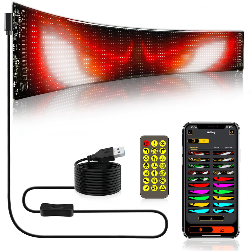 4th Of July Decor: [Flexible LED Dot Matrix Panel] LED Dot Matrix Display, Supports USB Power Supply, App Control | Flexible, DIY Programmable Lighting, Suitable for Shops, Hotels | Easy to Install, Durable Design, Dimmable Graphite RGB Display