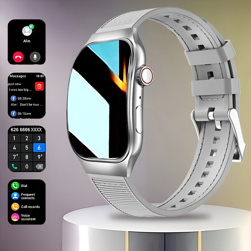 2.01-inch Curved Screen Smartwatch - Wireless HD Calling, Built-in Mini Games, Voice Assistant, 100+ Sports Modes, Full Touch Fitness Tracker, Classic Design with Magnetic Charging And Deployable Buckle, Suitable for Men And Women, Fitness Tracker