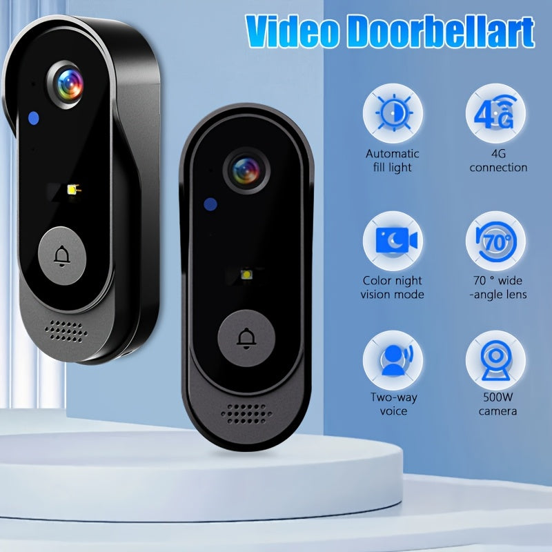 1 Set Smart Wireless Video Doorbell, No WIFI, 4.3"Display Screen, SD Monitor, Waterproof, Two-Way Audio, 2.4G Wireless Connection, 120° Angle, No APP, Highquality Lens Doorbell Camera, Rechargeable Battery