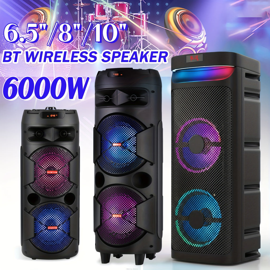 Wireless Party Speaker with Dual Subwoofers, RGB Lighting, FM Radio, USB/TF Playback, TWS Pairing, And 20 Hours of Playtime