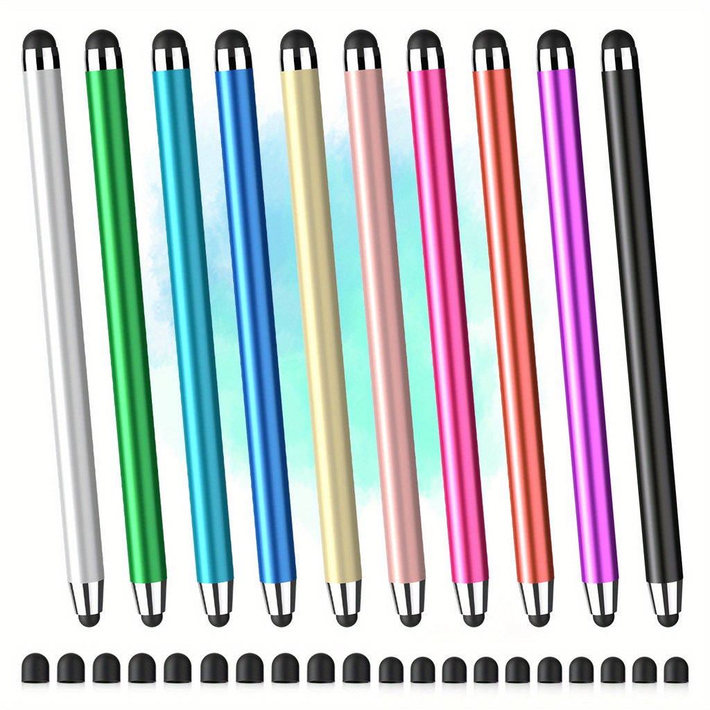 [Universal Stylus Pen] 10pcs 2-in-1 Universal Stylus Pen | for iPad, iPhone, Android, Samsung Galaxy, Tablets, Laptops, Chromebooks - Includes 10 Styluses & 20 Tips, All Touch Screens, Students, Back-to-School Gift