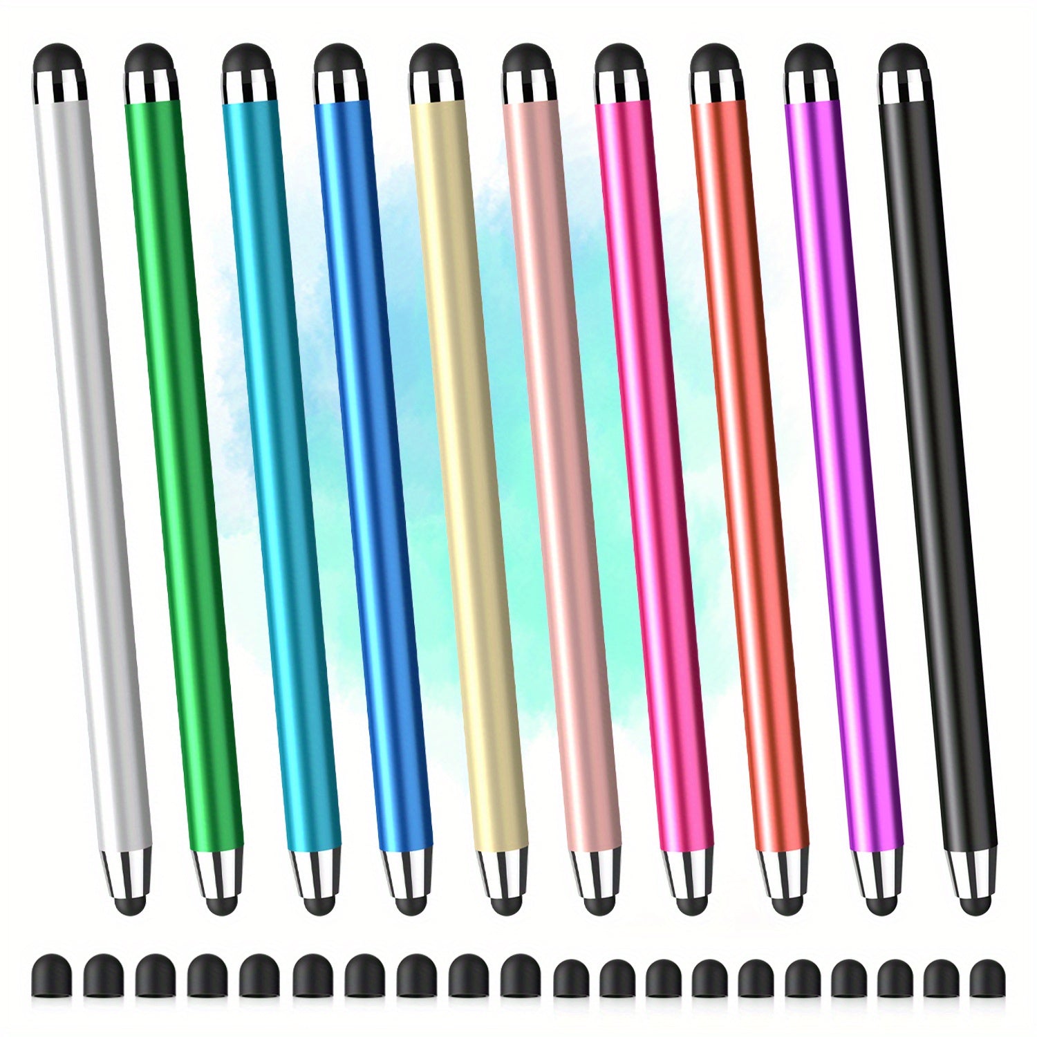 [Universal Stylus Pen] 10pcs 2-in-1 Universal Stylus Pen | for iPad, iPhone, Android, Samsung Galaxy, Tablets, Laptops, Chromebooks - Includes 10 Styluses & 20 Tips, All Touch Screens, Students, Back-to-School Gift