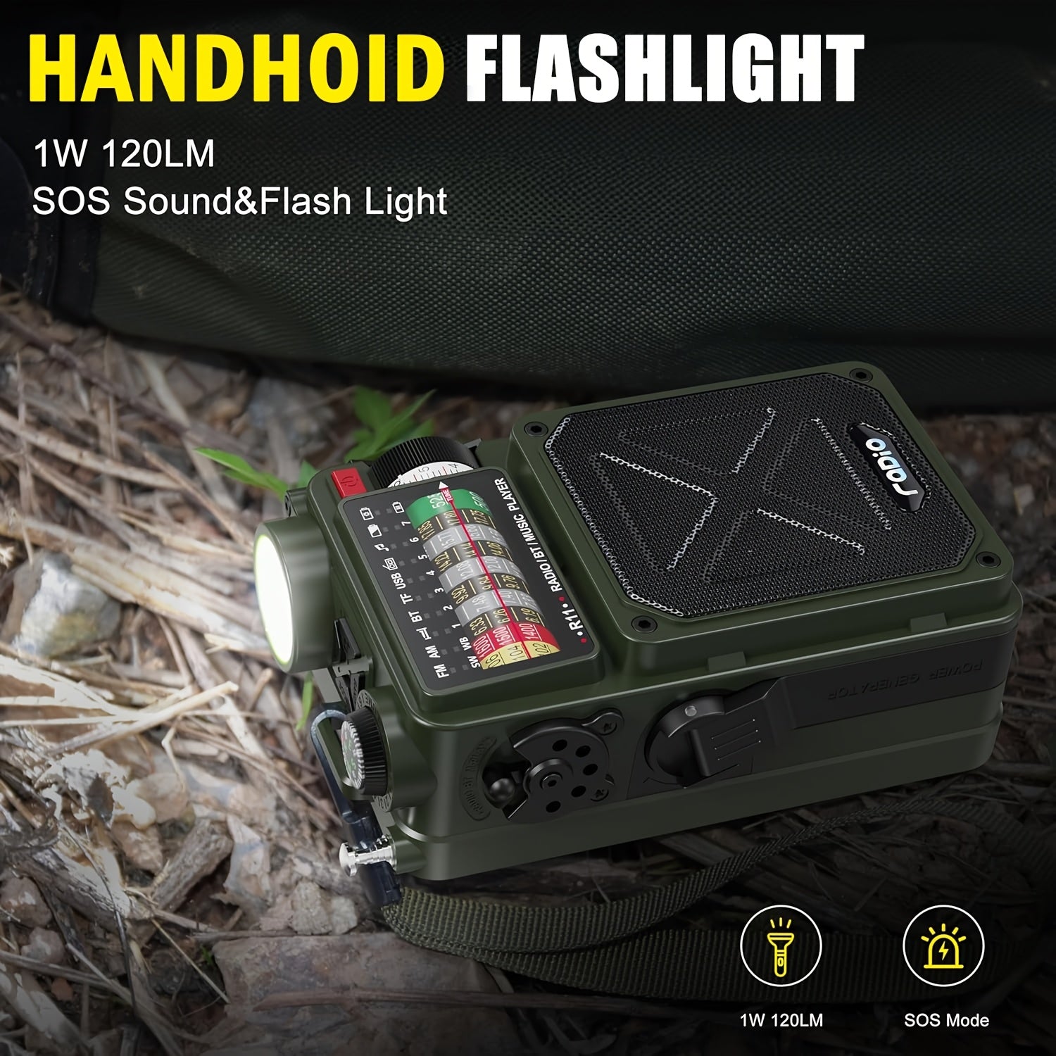 Digital Shortwave Radio Winter Storm Survival Gear with AM/FM/SW NOAA Weather Alert, 4000mAh Emergency Radio Hand Crank Solar, 5W Speaker/SOS/Flashlight/Support SD Card USB MP3 Player for Emergency