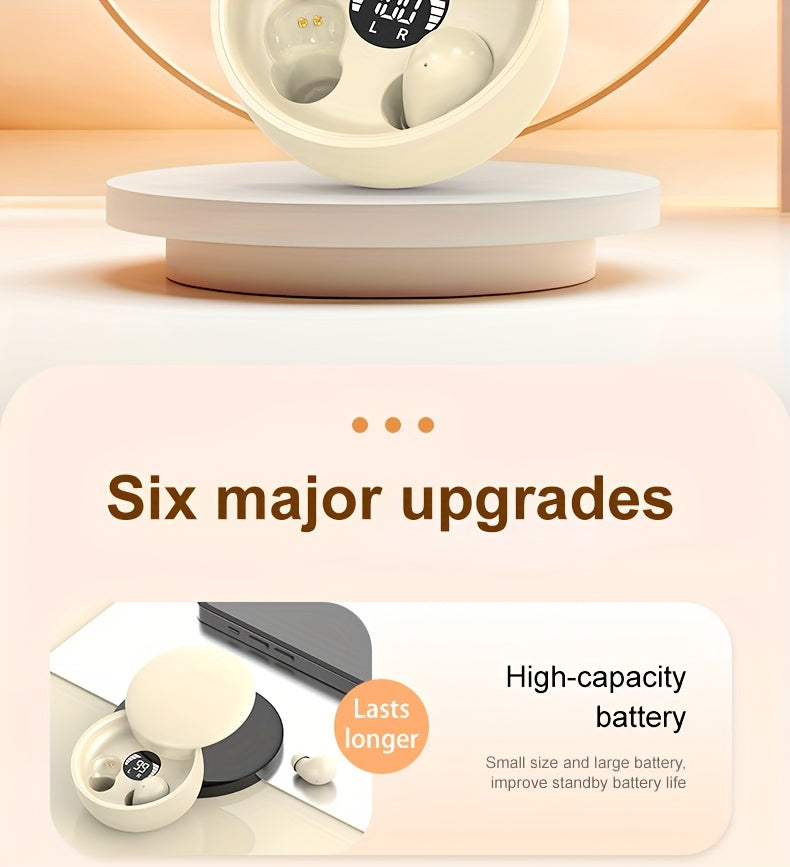 MSHUKCOE Invisible Sleeping Headphones - Ultra Small Mini In Ear Sport 6.0 Bluetooth Wireless Earphones, 6D Bass Sound Effect HIFI Music Earbuds, Low Latency, Dual Noise Reduction, And Sleep/Game Mode, Birthday Gifts for Couples, Students, And Adults