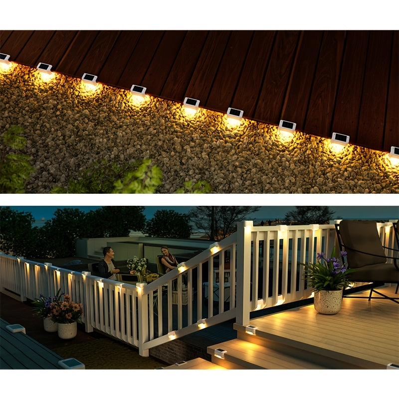 [Solar LED Roof Lights] Solar Deck Light 32pack/16pack/8pack Solar LED Roof Lights, Automatic Switch on and Off, 12-hour Lighting of Outdoor Stairs, 800mAh Fences and Passages, Warm White Light, Easy to Install, Very Suitable for Commercial Spaces Such as