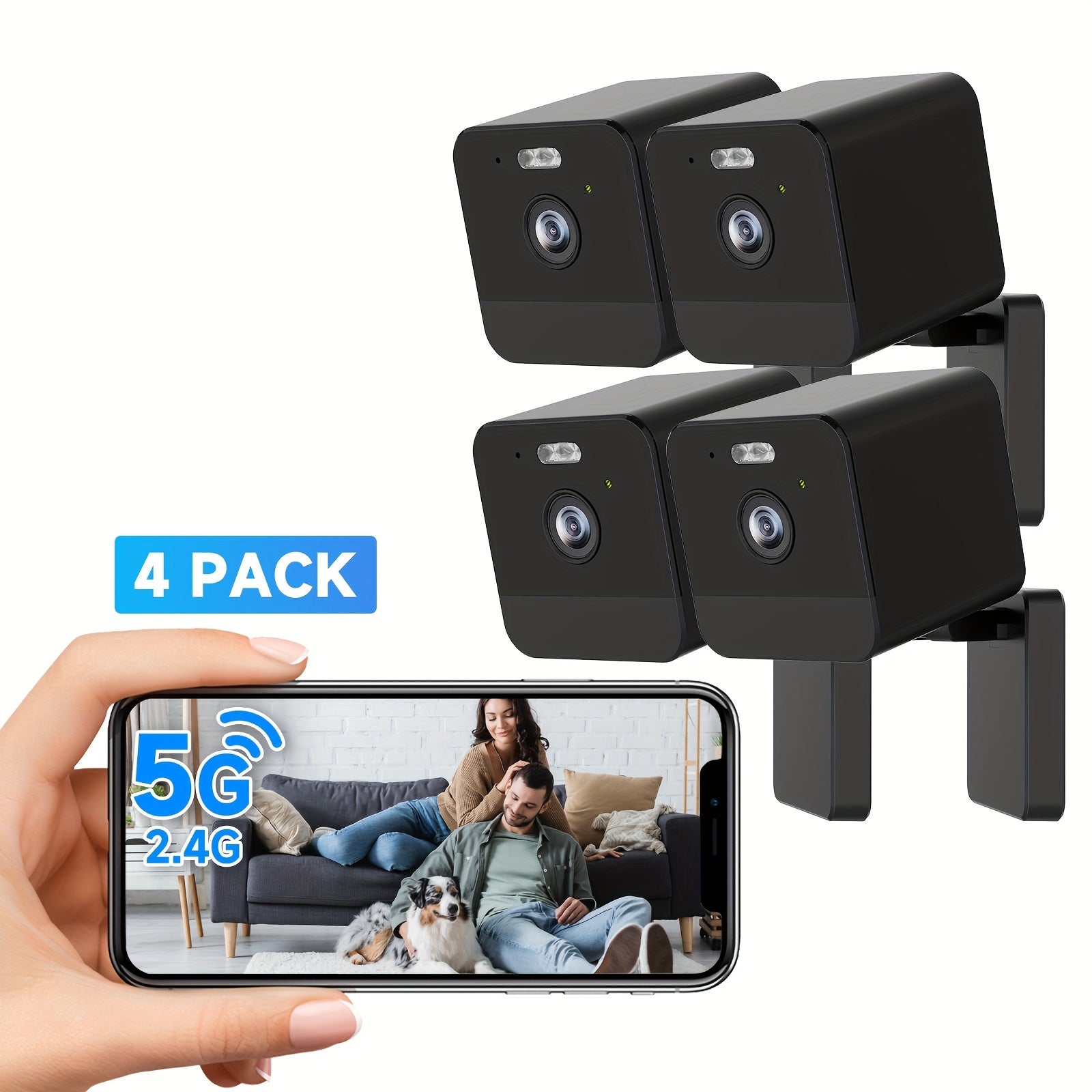 [1080P] 2/4pcs Of Wireless Security Camera With 2.4G/5G WiFi, Motion Detection, Baby Monitor, Night Vision, 2-Way Talk & Siren, Supports Cloud & 256G SD Card, 1080P Home Security Cameras