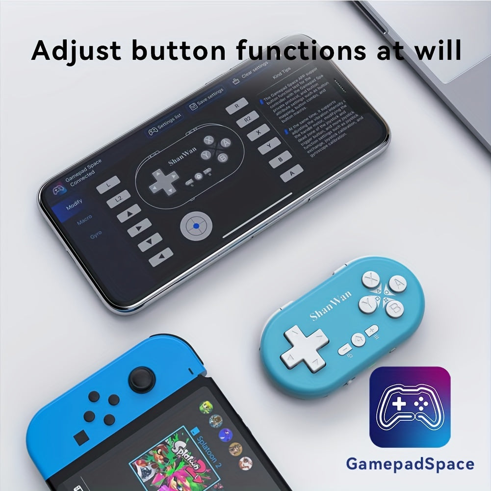 ShanWan Mini Controller Keychain, Compatible with All Mobile Operating Systems. Features Wake Function, Gyroscope Axis, Turbo, and Dual Vibration