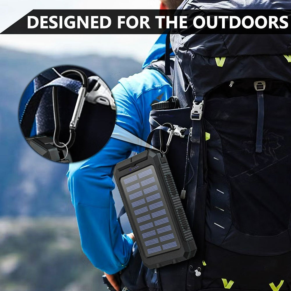 Solar Charger - 45800Mah Power Bank, Portable Solar Phone Battery Panel Charger, QC3.0 Dual USB Port Battery Pack Charger for All Cell Phones & Electronic Devices - Long Lasting, Travel Camping, LED Flashlight