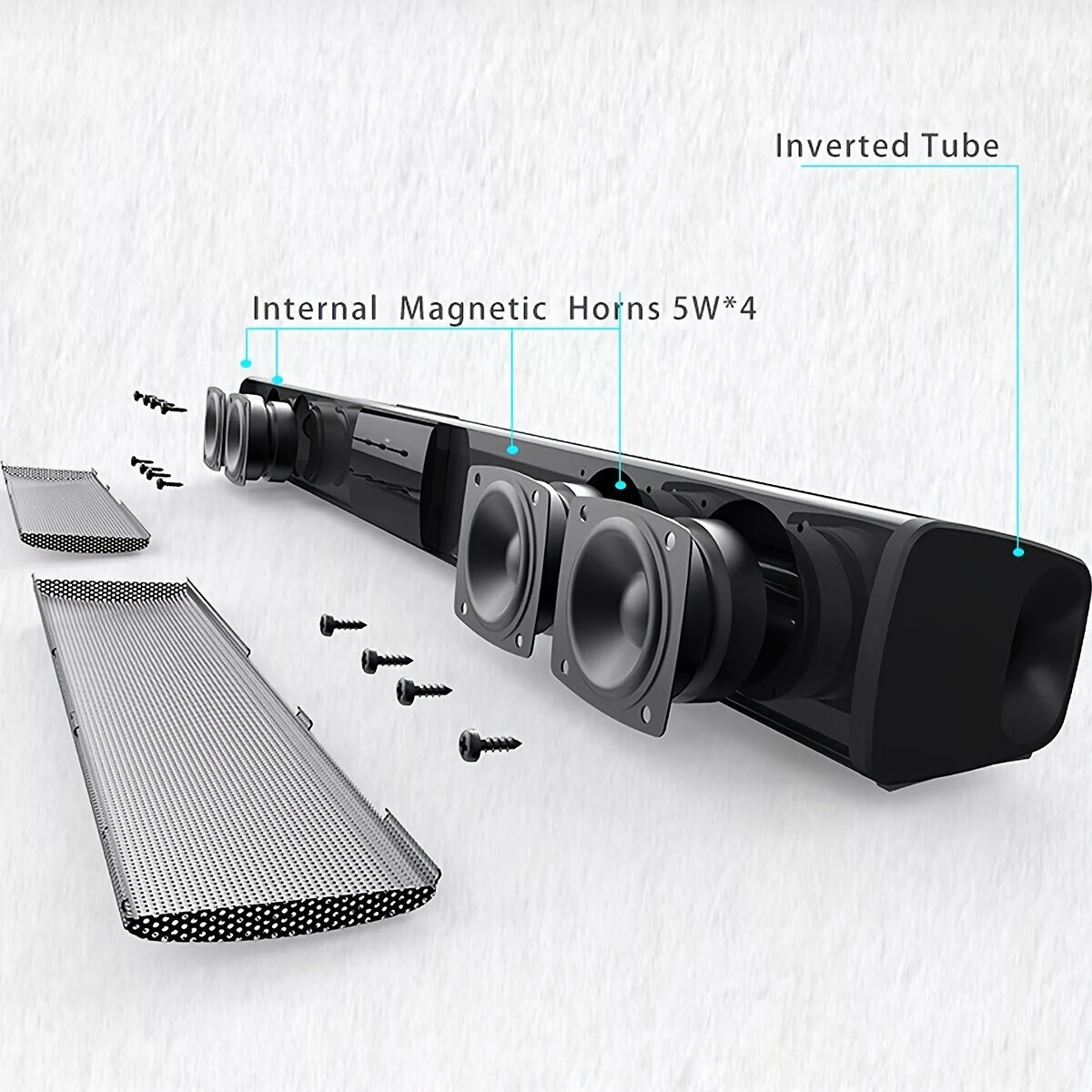 Wireless 4 Speaker Surround Sound Bar System with Subwoofer for Home Theater And Remote Control, Featuring ARC, Optical, And AUX Connections