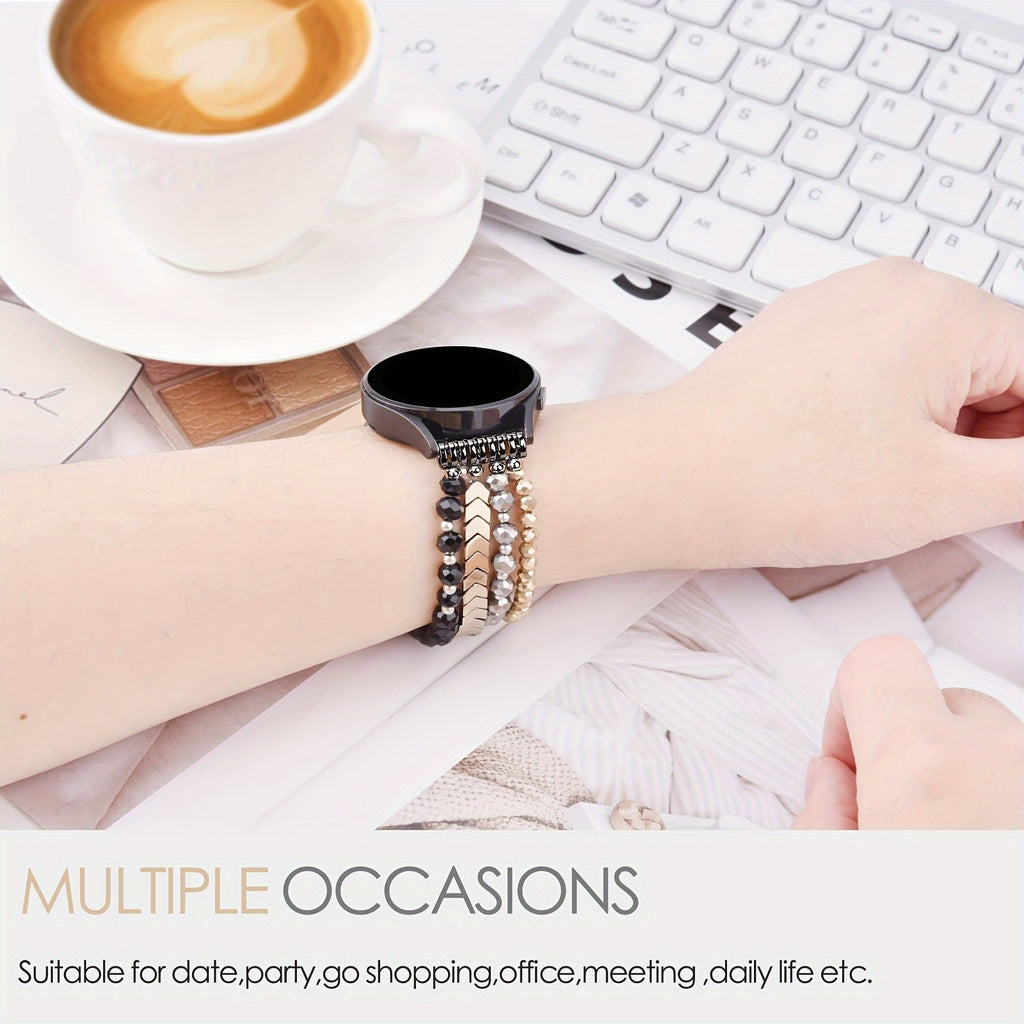 Arrow Strap Compatible with Samsung Galaxy Watch 4 40mm 44mm Strap/Galaxy Watch 5/Active 2 40mm 44mm/Watch 4 Classic 42mm 46mm Strap Ladies 20mm Handcrafted Fashion Elastic Beaded Bracelet Replacement for Suitable Galaxy Watch 5Pro 45mm Watch Strap