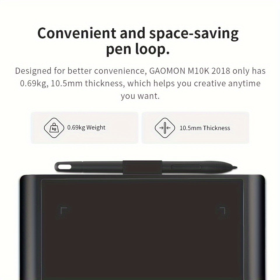 Drawing Tablet GAOMON M10K Professional Large Graphics Tablet with 8192 Levels Battery-Free Stylus, 10 Hot Keys for Digital Art, Design, Photo-Editing, Work with Mac, Windows PC 10x6.25 Inches