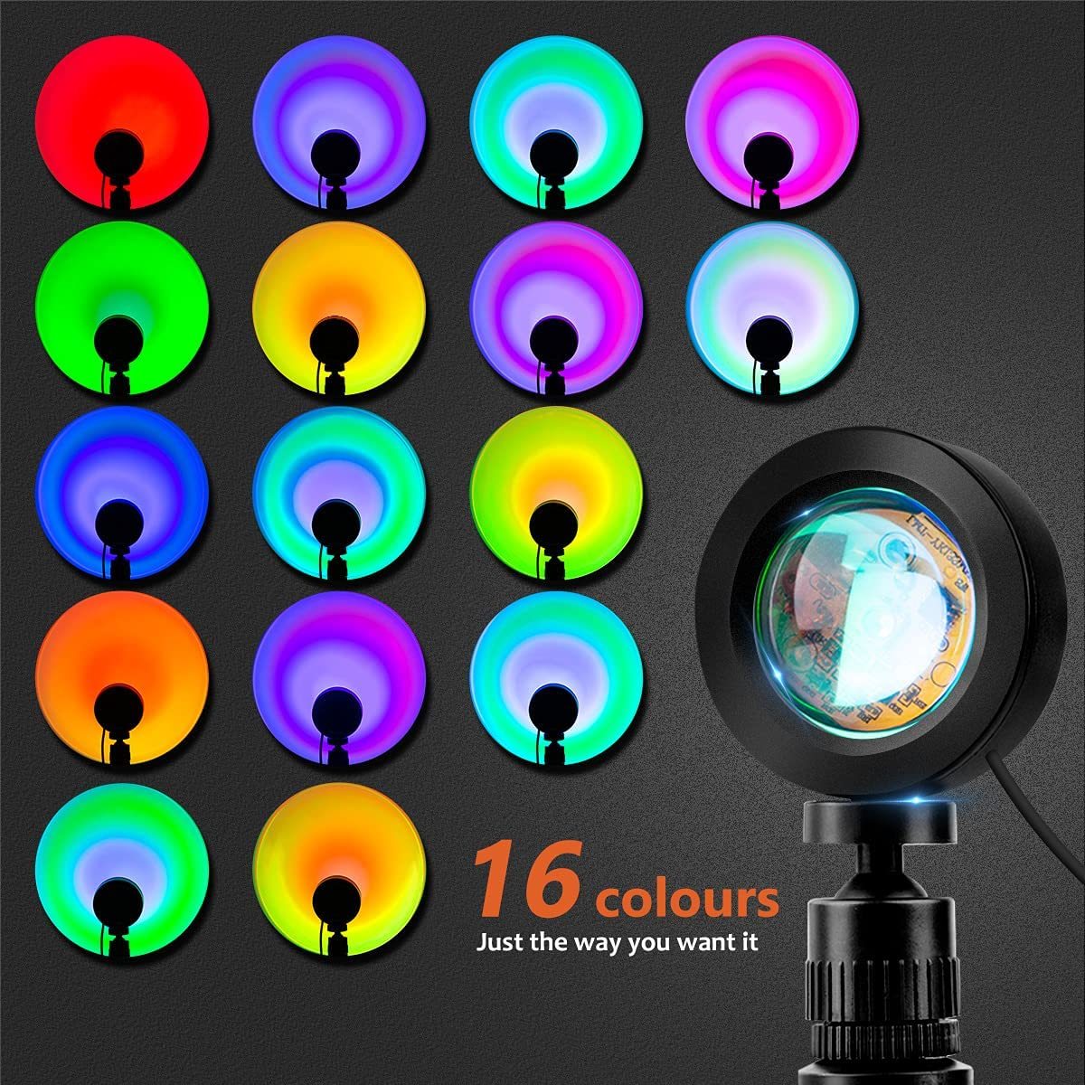 1pc USB Light Compatible with Laptop, USB Interface Electronic Lamp, Computer Accessories, USB Gadgets, RGB Sunset Lamp Projection with Stand And Remote Control, Color Changing Sunset Lighting
