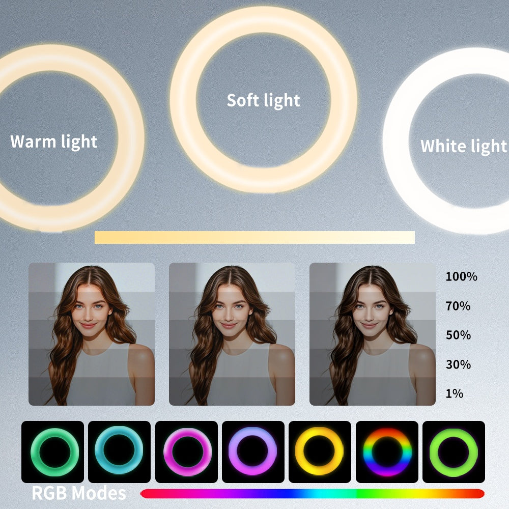 Adjustable Brightness 12 Inch RGB Ring Light with 63in Stand, for Photo Selfie, Video Recording, Zoom Meetings, Video/ Vlog/ Live Streaming