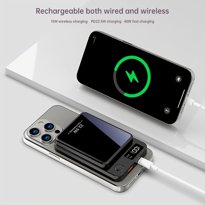 Magnetic Portable Wireless Charger, 10000/5500mAh Wireless Power Bank with 22.5W USB-C Fast Charging, LED Display Magnetic Battery Pack for iPhone 16/15/14/13/12 Full Series And Android Series Phone Charging