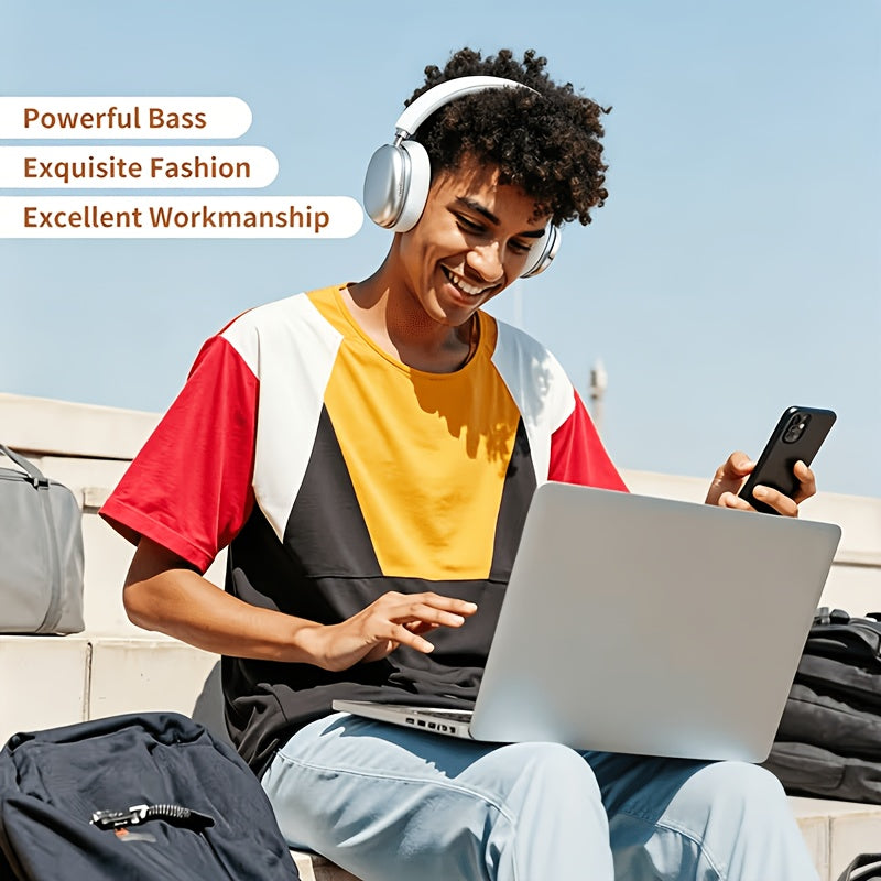 Over-Ear Wireless Headphones, ANC Noise Cancelling Wireless 5.4 Headphones, 40H Playtime Hi-Fi Stereo Deep Bass Foldable Headset with Mic for Work Travel Daily Use