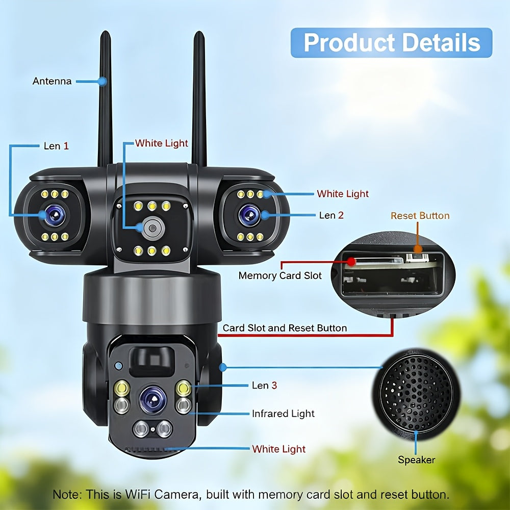 [4K Solar-Powered CCTV] 4K Solar-Powered Outdoor Security Camera | 2.4G Wifi, PTZ, [10X Zoom] 360-Degree Low-Power CCTV Solar Panel Battery Wifi Camera With Color Night Vision, Two-Way Voice For Home/Business/Driveway/Parking Lot