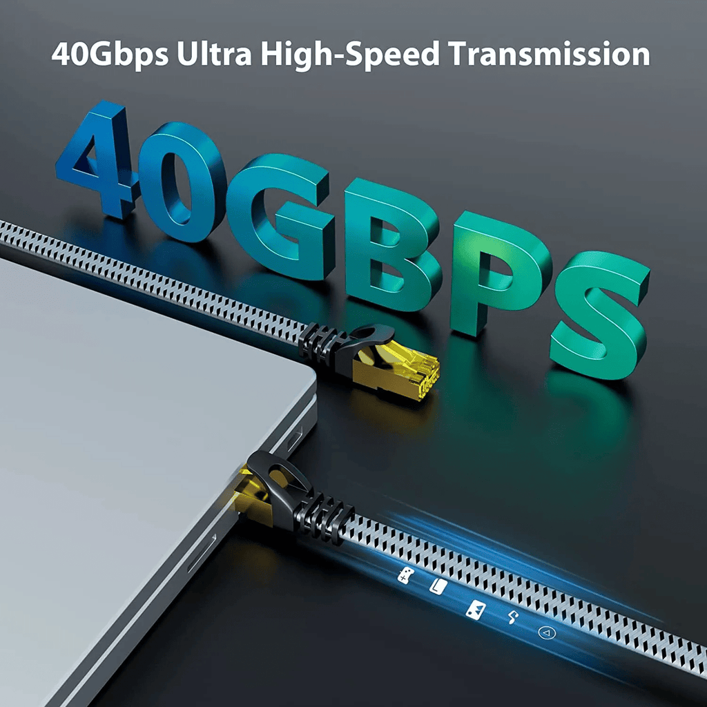 Braided 6FT-35FT Heavy Duty Cat8 Ethernet Cable Super Speed 40Gbps/2000Mhz RJ45
