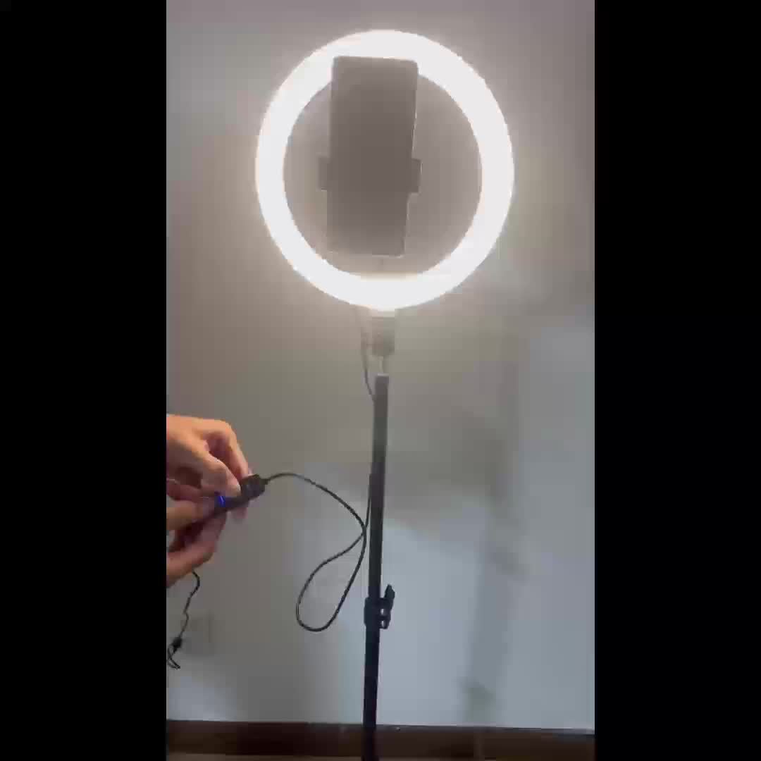 10/12'' Circular Selfie Ring Light, Desk Tripod And Phone Stand, Adjustable Height Ranging from 15 to 43 Inches, Dimmable LED Circular Light for Selfie Photography, Makeup, And Youtube