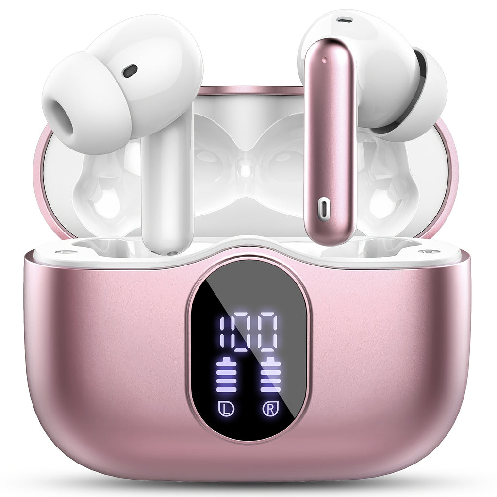 Wireless Earphones, Wireless 5.3 Earphones with Bass Stereo Sound, Earphones with Noise Cancelling Microphone And LED Display Screen, In Ear Earphones, 40 Hours Of Playback Time, Suitable for Laptops, Tablets, Mobile Phones, And Sports Exercise