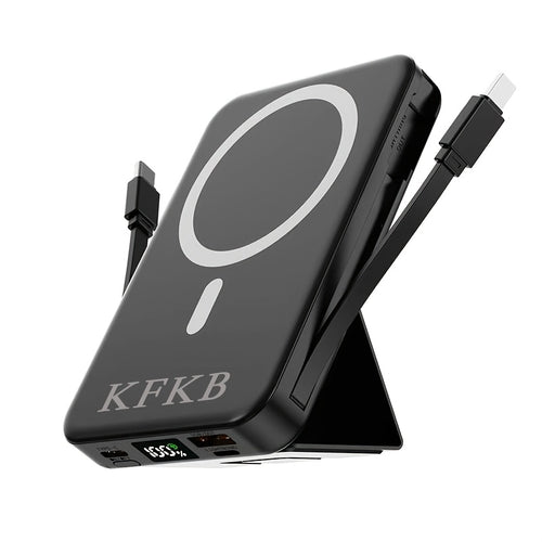 10000mAh Magnetic Power Bank, USB-C Fast Charging External Battery Pack, Built-in Data Cable, Can Charge 5 Devices And Laptops Simultaneously, with Stand - Suitable for Travel, Work, And Daily Use, Laptop, Tablet, Multi Device Charger, Travel, Hiking, Cam