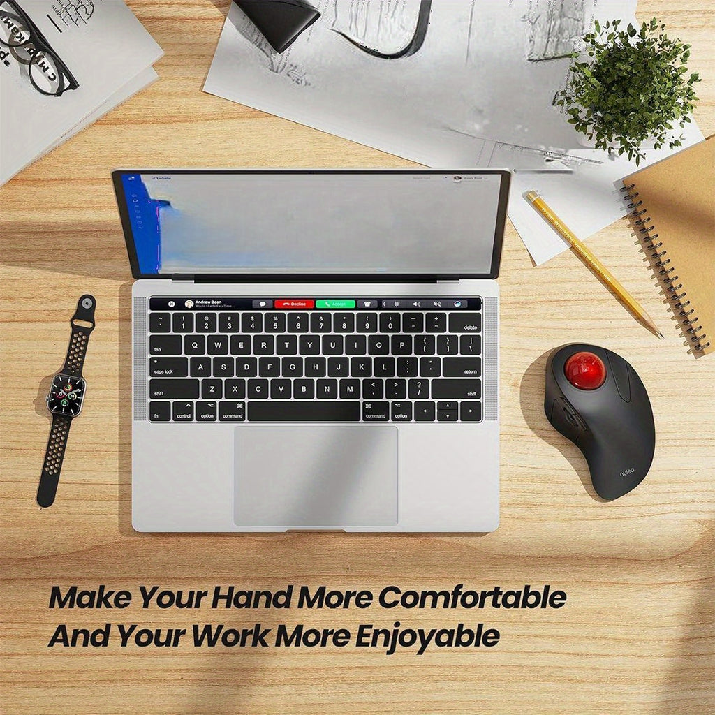 Nulea Wireless Ergonomic Trackball Mouse, Rechargeable, BT Rollerball Mouse, 44mm Index Finger Trackball, 5 Adjustable DPI, Compatible with PC, Laptop, Mac