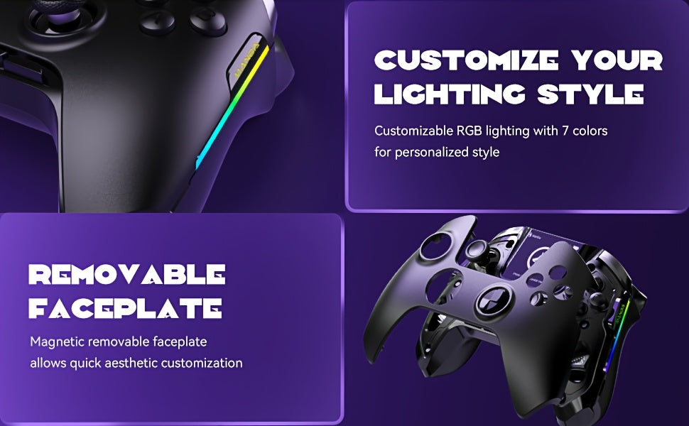 [Wireless Gaming Controller] Interactive Screen Wireless Gaming Controller for Pc/Switch/Ios/Android/Steam Deck, Hall Effect Stick And Trigger, RGB Lighting, Remappable Buttons, 1800Mah with Charging Dock -V2/Black (No Drift). [Notice] Not Compatible with