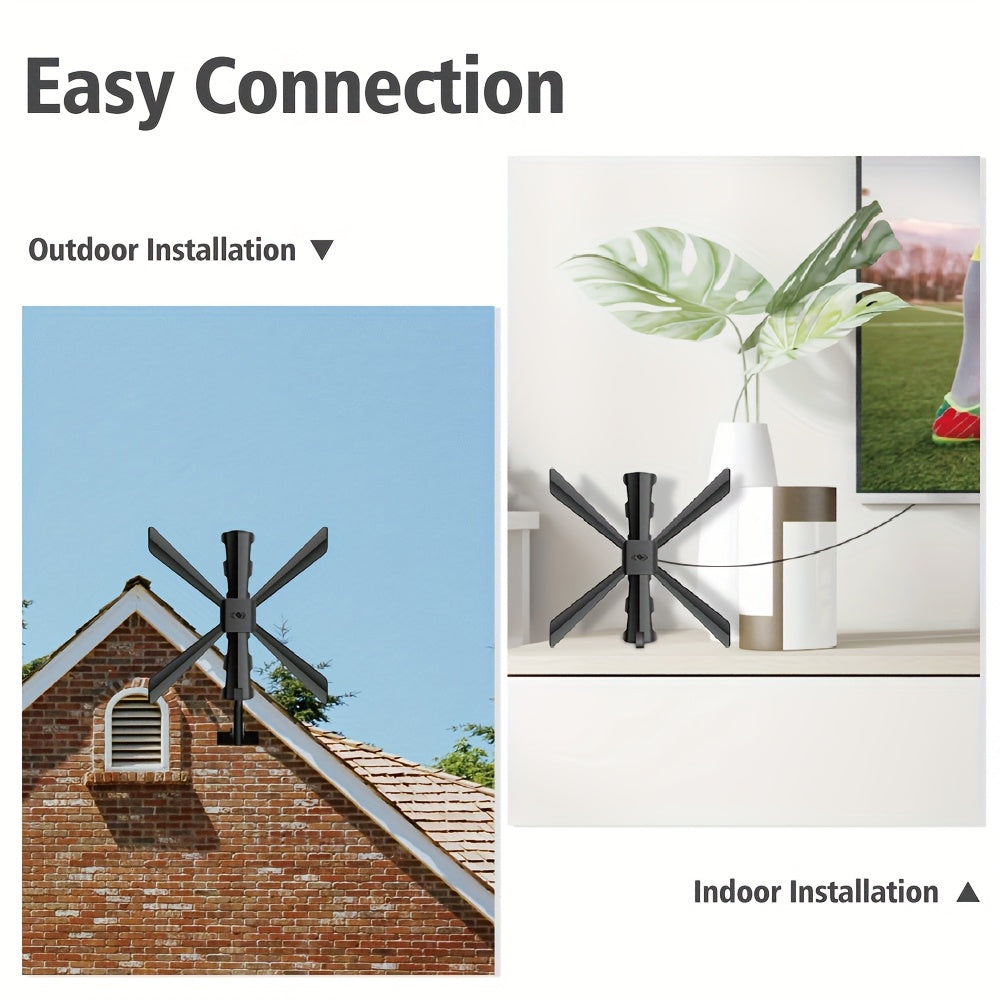 2026 TV Antenna for Tv Antenna Indoor/Outdoor Up to 150+ Miles Range, for Local Channel with J Mount Included for Attic or Outdoor(Black)