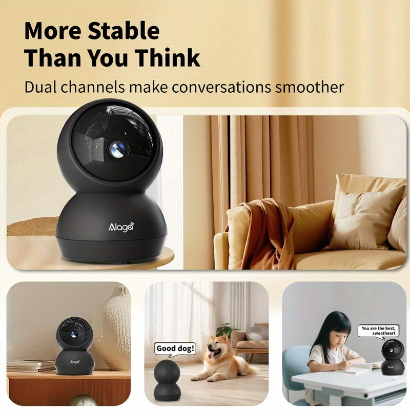 Alaga 2K 4MP 360° Panoramic View 5G/2.4G WiFi Home Security Camera, ABS Resin, AI Motion Detection, Real-Time Two-Way Audio, Night Vision Indoor Camera for Office Video Surveillance