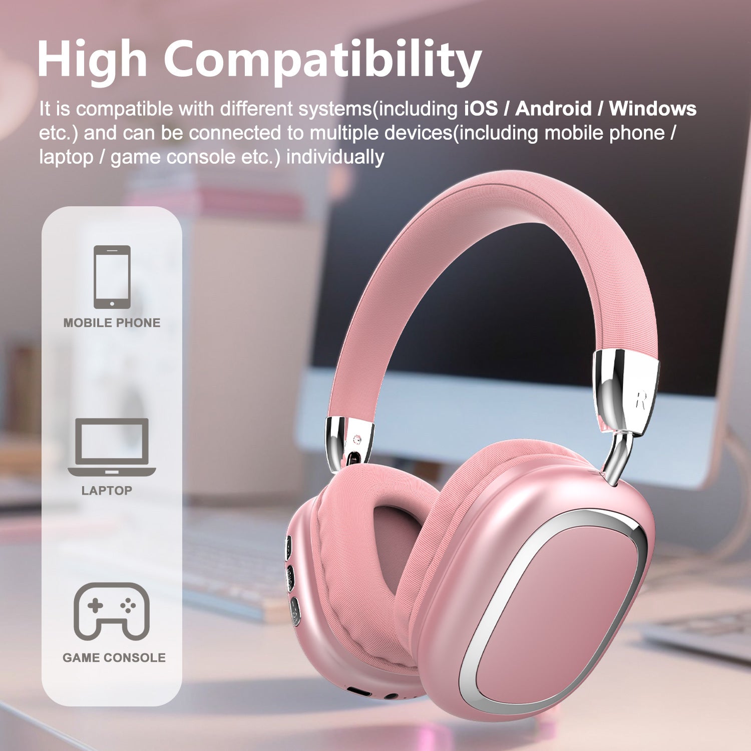 B35 Wireless Over-Ear Noise-Canceling Headphones | Wireless 5.3, Metal 90° Rotating Earpads, 6-8 Hours Of Playtime | Noise-Canceling For Immersive Sound | Compatible With Ios, Android, And Windows | Ideal For Music, Gaming, And Commuting