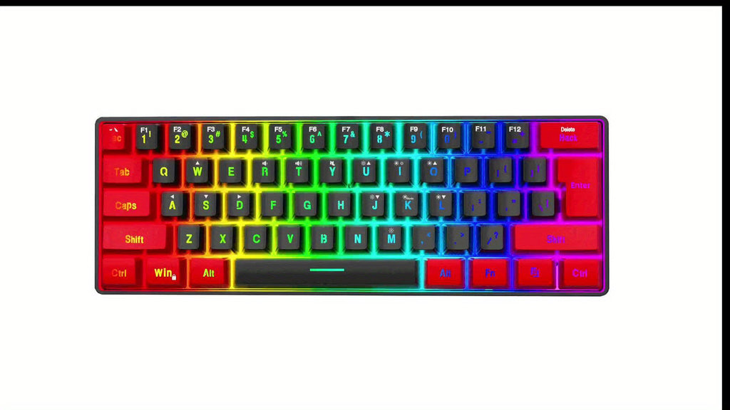 SNPURDIRI 60% Wired Gaming Keyboard, Small RGB Backlit Membrane Gaming Keyboard, Ultra-Compact Mini Keyboard for PC Gamers, Red And Black