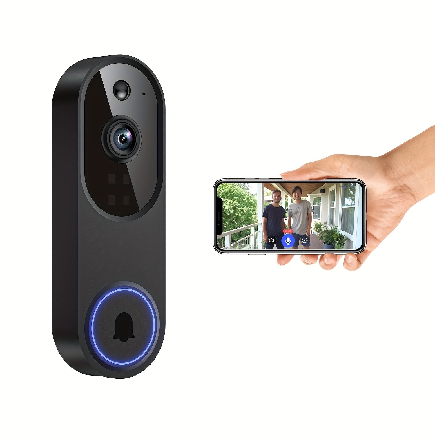 960P Smart Video Doorbell, Wireless Camera, Two-Way Voice, Real-Time Viewing, 2.4G/5G WIFI Wireless Connection, Color Night Vision, AI Vehicle-Person Detection 3:4 Full View Screen, 1pc Multi-Combination, Achieving Real-Time Monitoring